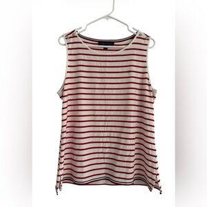 Women's Tommy Hilfiger Red & White Striped Sleeveless Tank Top Nautical Sz L